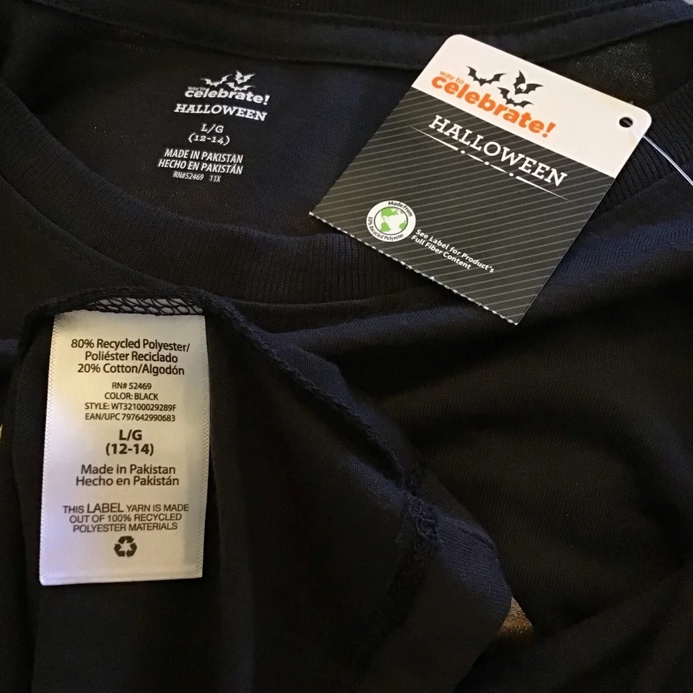 Halloween Womens Black Meow Moon Cat Short Sleeve Tee Shirt - Picture 10 of 11